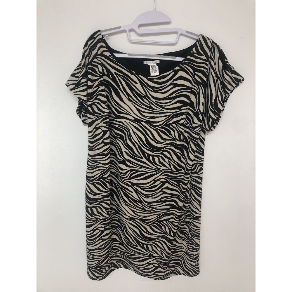Amanda Lane Knee Length Dress Zebra Print Cold Shoulder Size Large Career Party